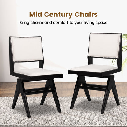 Swivel Wooden Dining Chair Set of 2 with Rubber Wood Frame and Padded Seat, Black Dining Chairs at Gallery Canada