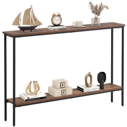 44 Inch Console Table With Shelf, Anti-Tipping Kits, Rustic Brown Console Tables Rustic Brown at Gallery Canada