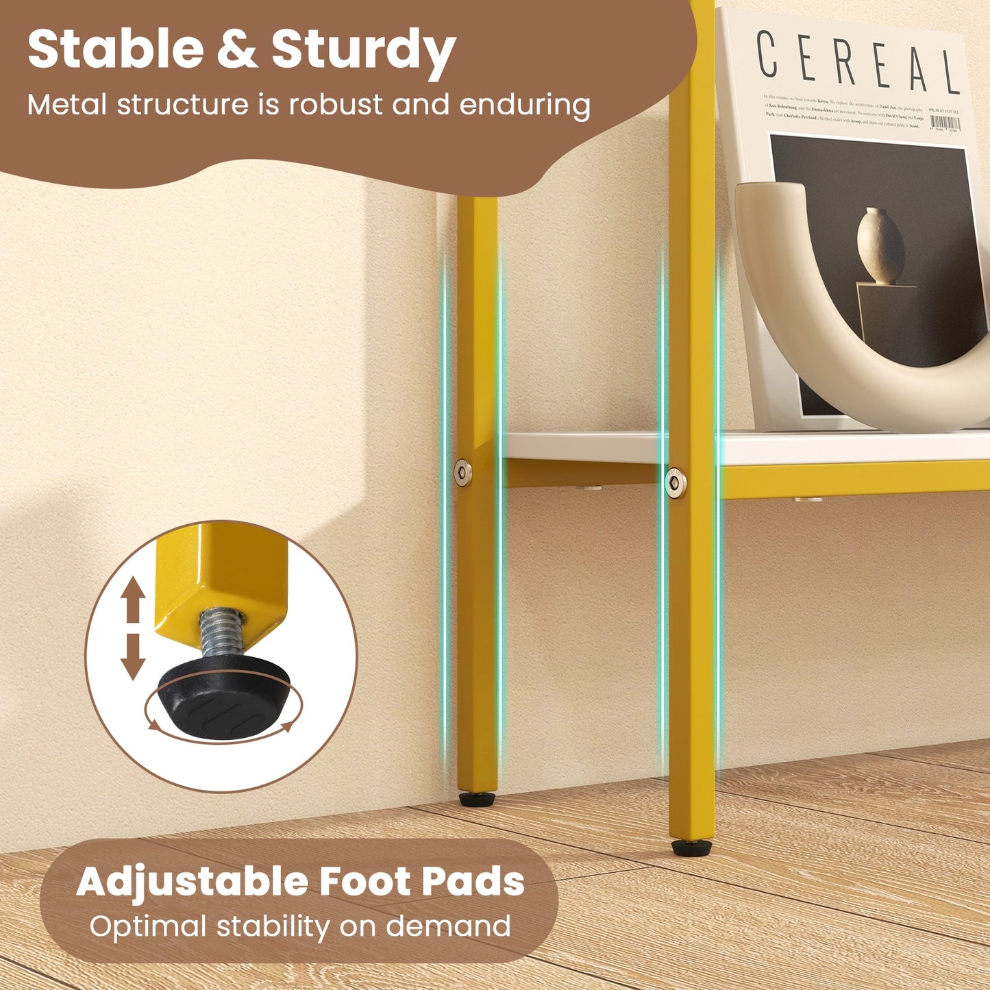 44 Inch Console Table with Shelf with Dual Anti-Tipping Kits, White Console Tables at Gallery Canada