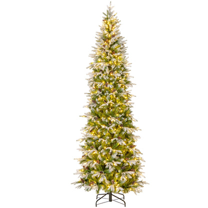 Pre-Lit Artificial Christmas Tree, Snow Flocked Hinged, 9 FT, Green Christmas Tree Green at Gallery Canada