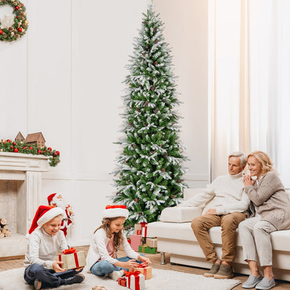 6/7.5/9 Feet Pre-Lit Artificial Christmas Tree Snow Flocked Hinged-9 FT, Green Christmas Tree at Gallery Canada