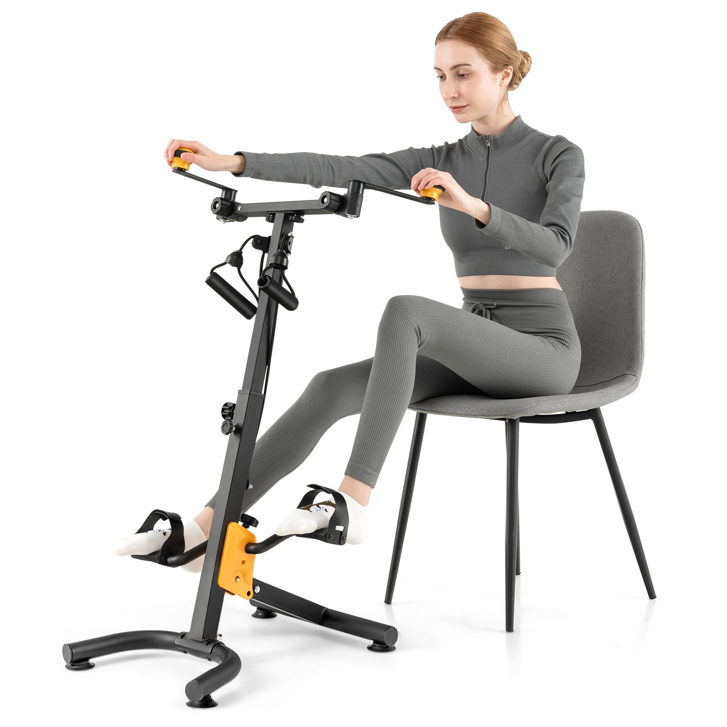 Pedal Exerciser With Adjustable Handgrip, Yellow Exercise Bikes Yellow at Gallery Canada