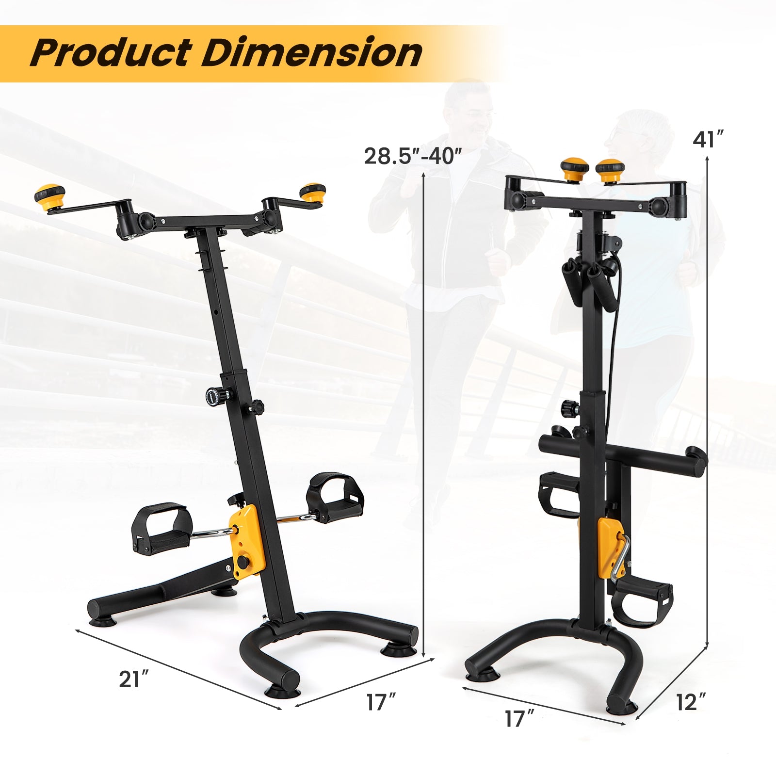 Pedal Exerciser with Adjustable Handgrip for Seniors, Yellow Exercise Bikes at Gallery Canada