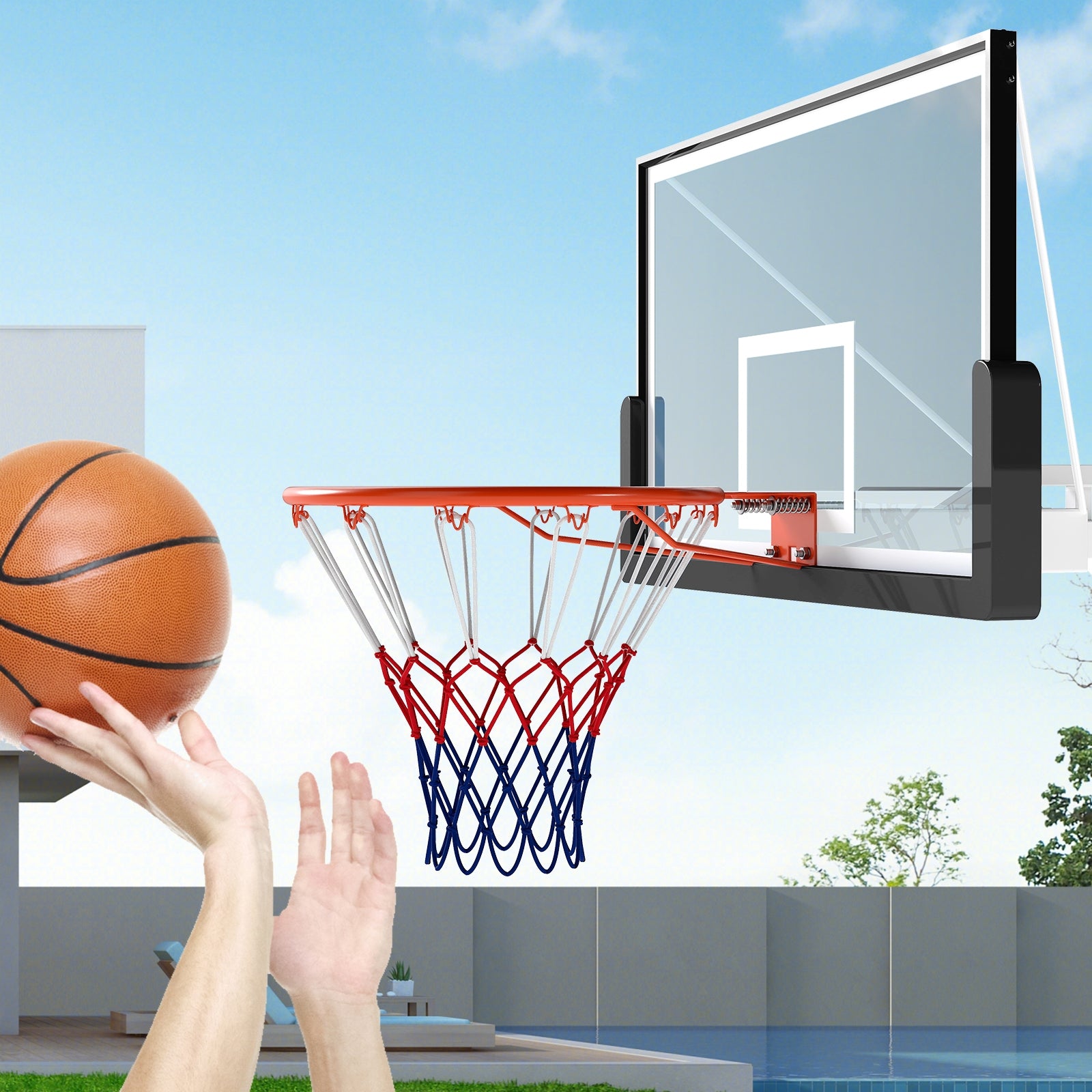 18" Basketball Rim Heavy Duty Wall Mounted Basketball Rim Goal Replacement, Orange Sport Equipments at Gallery Canada