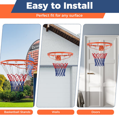 18" Basketball Rim Heavy Duty Wall Mounted Basketball Rim Goal Replacement, Orange Sport Equipments at Gallery Canada