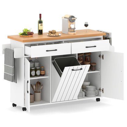 Mobile Kitchen Island Table with Trash Bag Storage for Dining Room, White Kitchen Islands & Carts at Gallery Canada