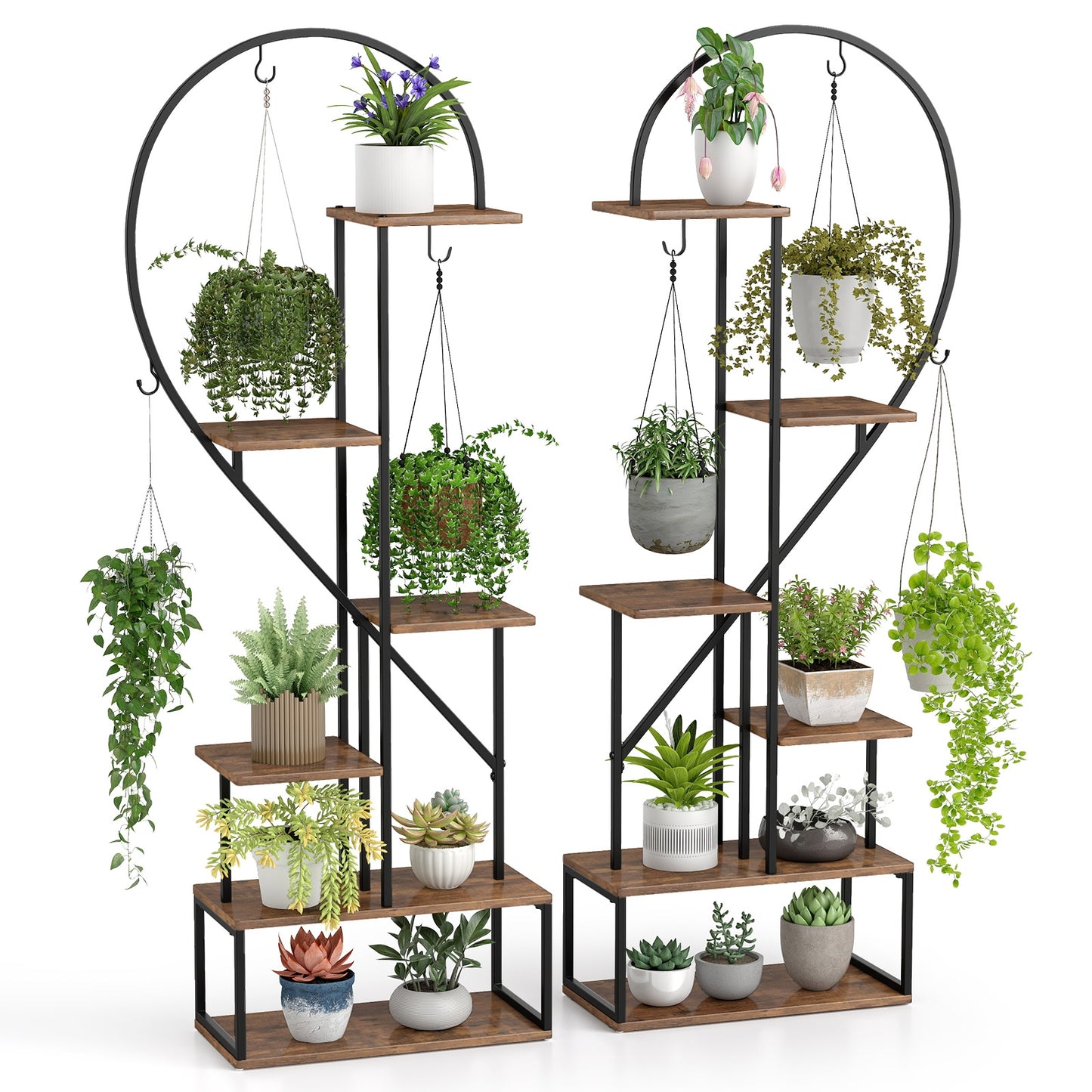 6-Tier Metal Plant Stand 2 Half-Heart-Shape Ladder Plant Shelves, Coffee Plant Stands Coffee at Gallery Canada