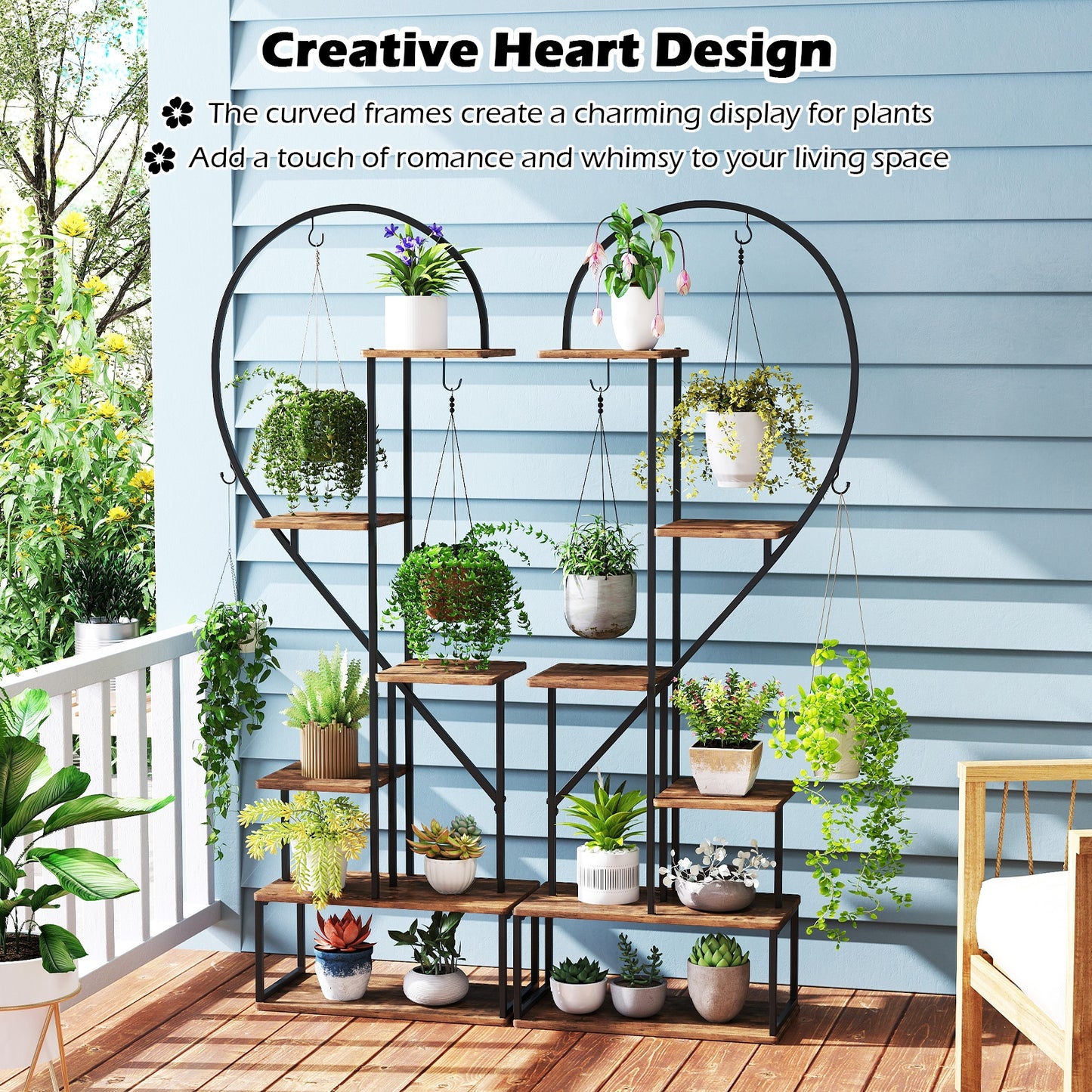 6-Tier Metal Plant Stand 2 Half-Heart-Shape Ladder Plant Shelves, Coffee Plant Stands at Gallery Canada