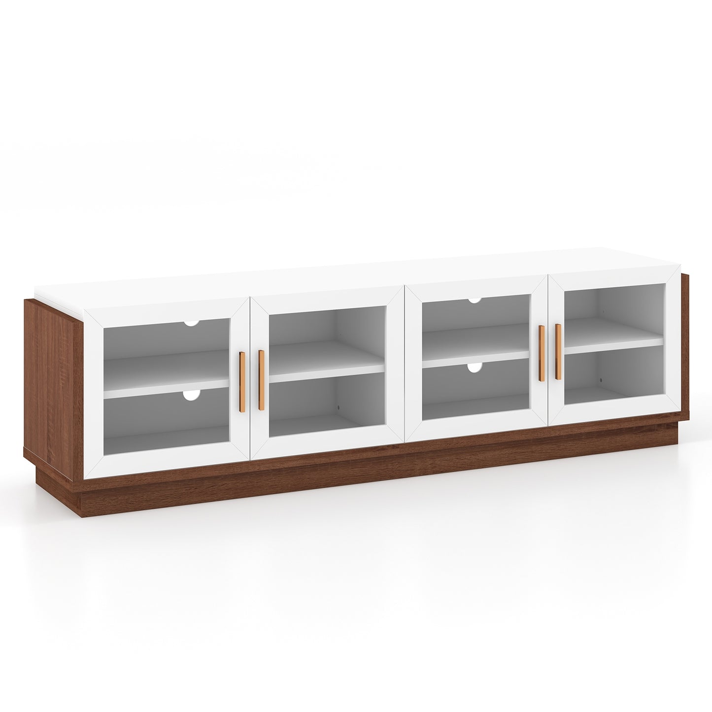 Large TV Stand For 75 Inch TVs, 4 Tempered Glass Doors, White Entertainment Centers & TV Stands at Gallery Canada