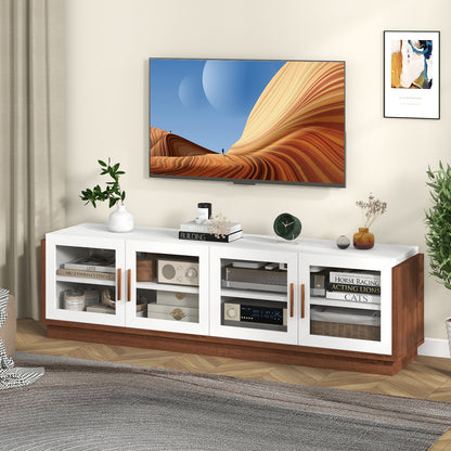 Large TV Stand for TVs up to 75 Inch with 4 Tempered Glass Doors for Living Room, White Entertainment Centers & TV Stands at Gallery Canada