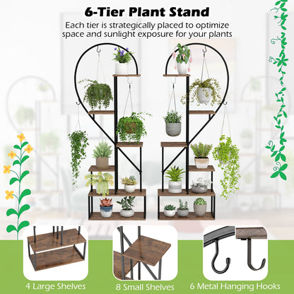 6-Tier Metal Plant Stand 2 Half-Heart-Shape Ladder Plant Shelves, Coffee Plant Stands at Gallery Canada