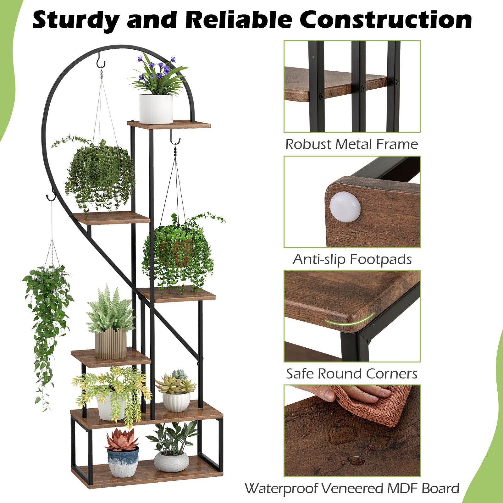 6-Tier Metal Plant Stand 2 Half-Heart-Shape Ladder Plant Shelves, Coffee Plant Stands at Gallery Canada