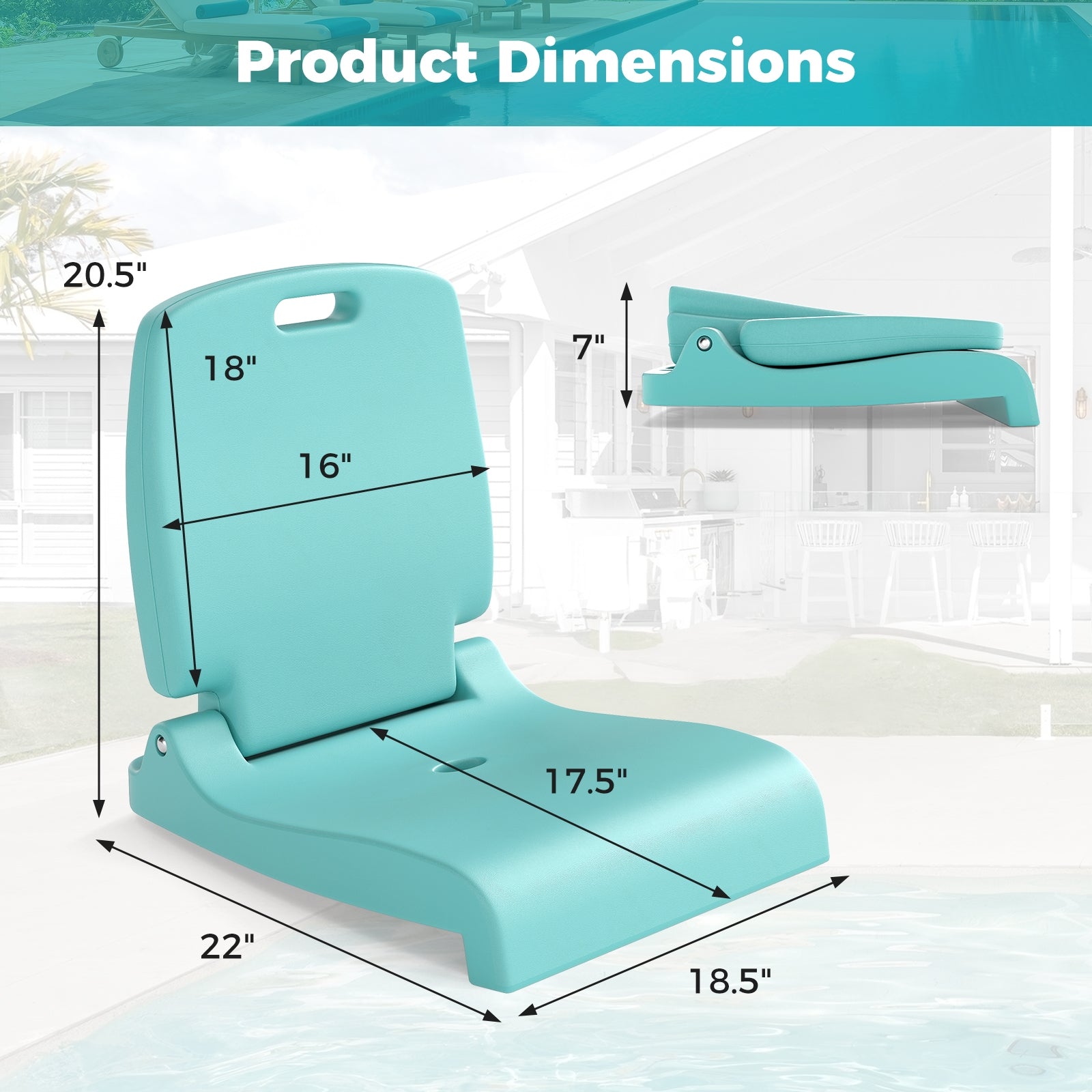 Foldable Outdoor Pool Chair with Handle and Back Support, Green Beach & Lawn Chairs at Gallery Canada