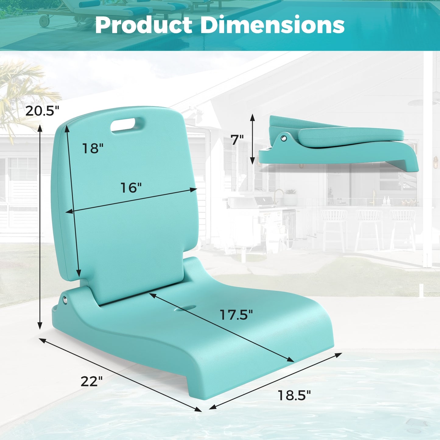 Foldable Outdoor Pool Chair with Handle and Back Support, Green Beach & Lawn Chairs at Gallery Canada