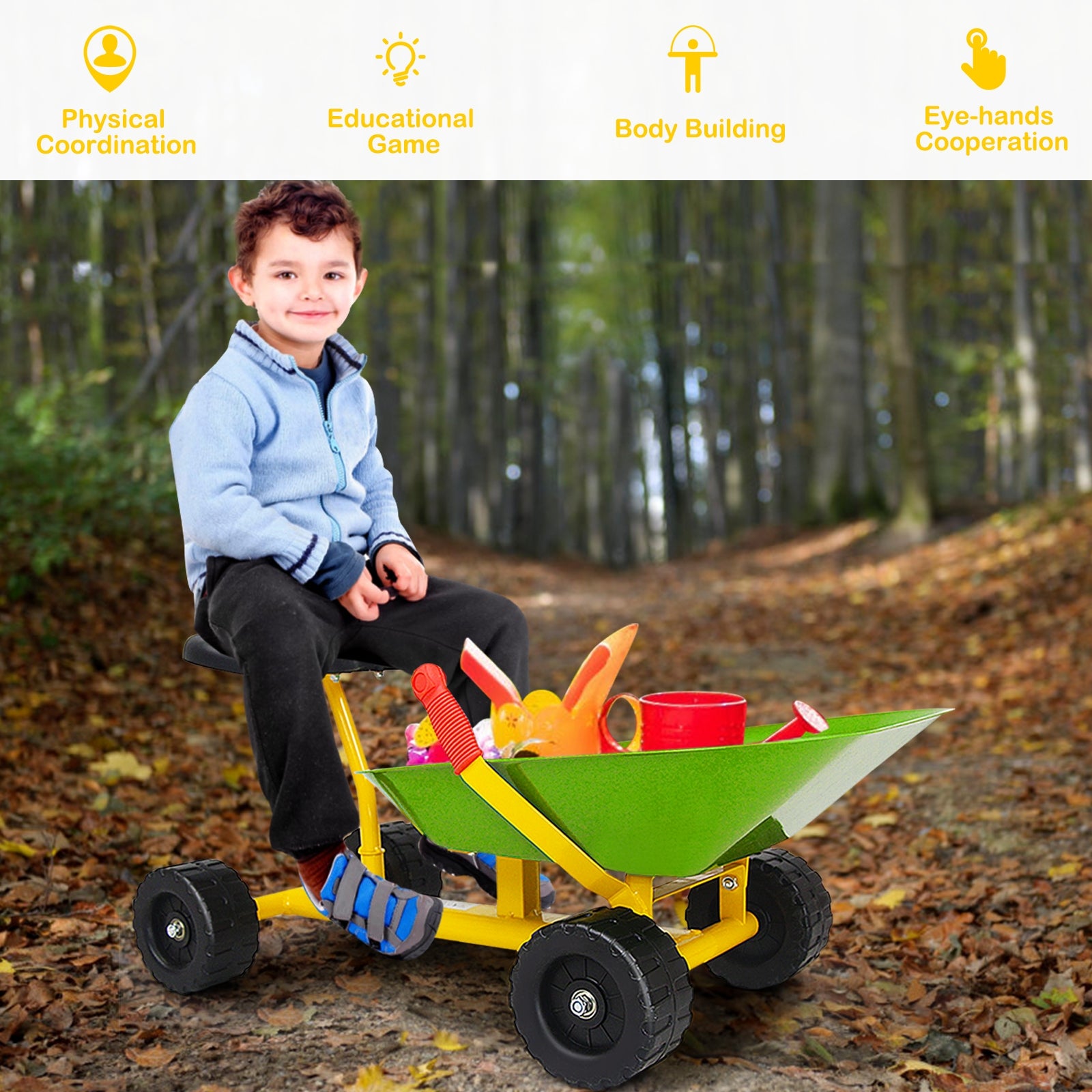 8 Inch Heavy Duty Kids Ride-on Sand Dumper with 4 Wheels-Lime Green, Green Sandboxes at Gallery Canada