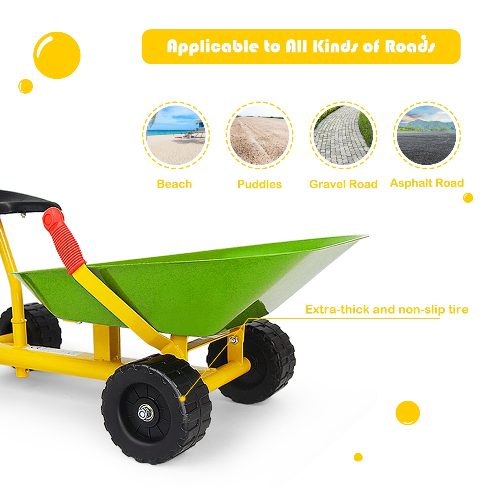 8 Inch Heavy Duty Kids Ride-on Sand Dumper with 4 Wheels-Lime Green, Green Sandboxes at Gallery Canada