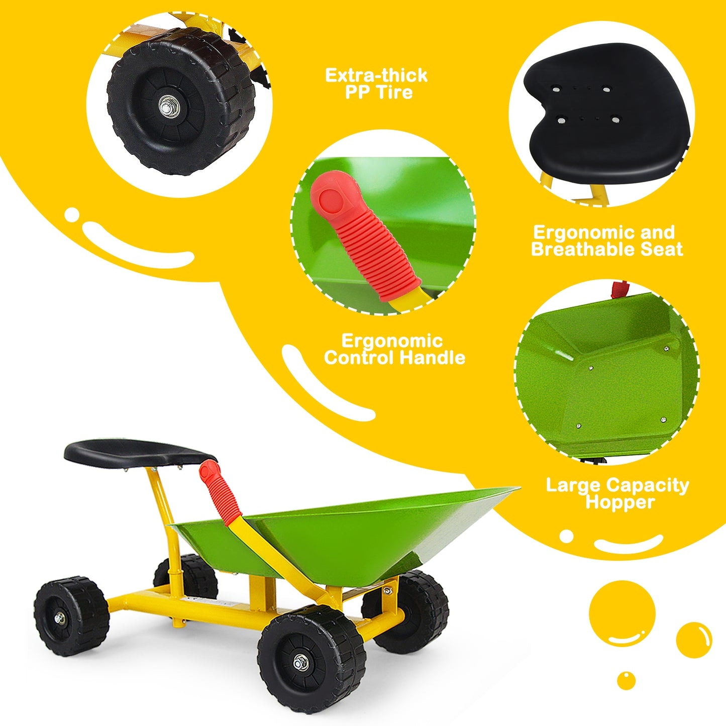 8 Inch Heavy Duty Kids Ride-on Sand Dumper with 4 Wheels-Lime Green, Green Sandboxes at Gallery Canada