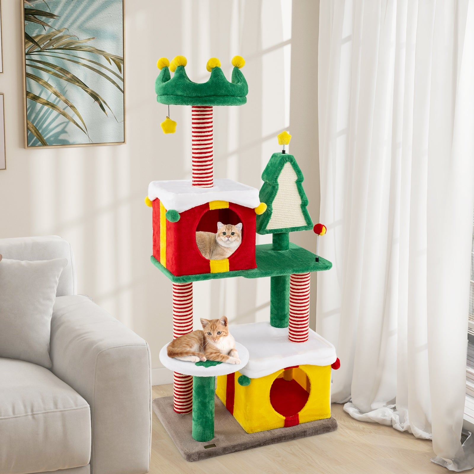 Cute Christmas Cat Tree Cat Tower for Indoor Cats with Scratching Posts and Carpet, Multicolor Cat Trees Condos & Scratchers at Gallery Canada