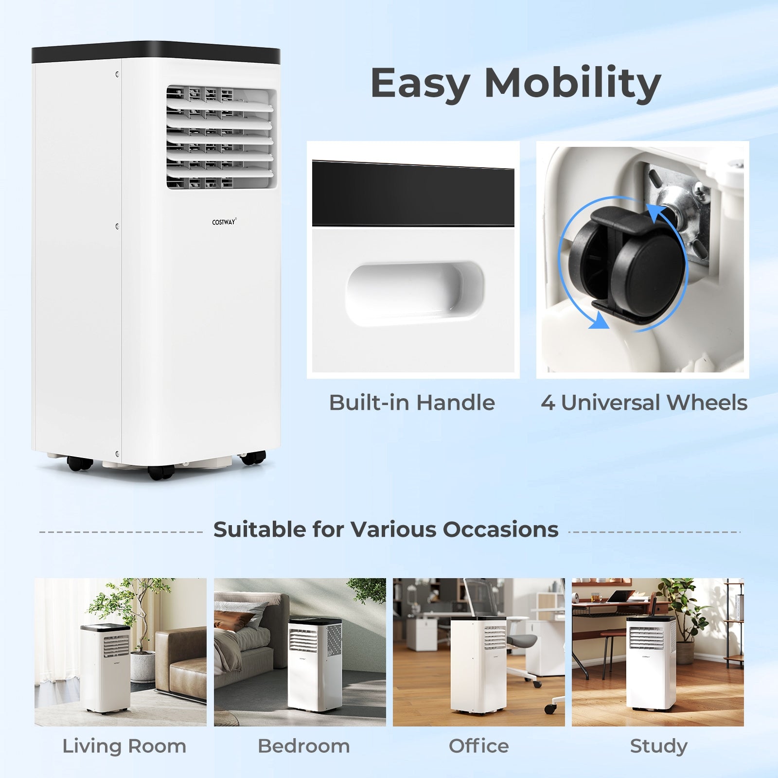 10000 BTU Portable Air Conditioner 3 in 1 Floor AC Unit Fan and Dehumidifier for Room, White Portable Air Conditioners at Gallery Canada