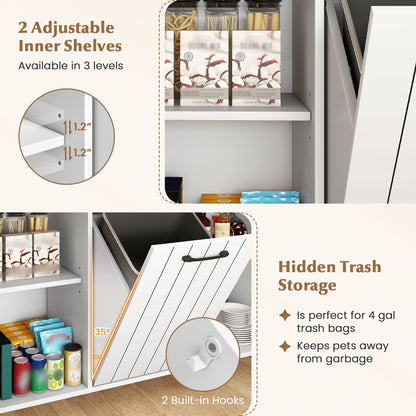 Mobile Kitchen Island Table with Trash Bag Storage for Dining Room, White Kitchen Islands & Carts at Gallery Canada