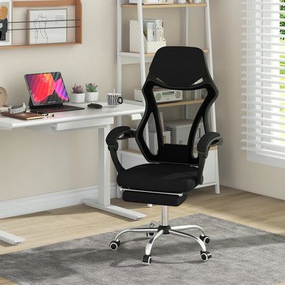 Ergonomic Mesh Office Chair with Footrest and Tilting Backrest, Black Ergonomic Chairs at Gallery Canada