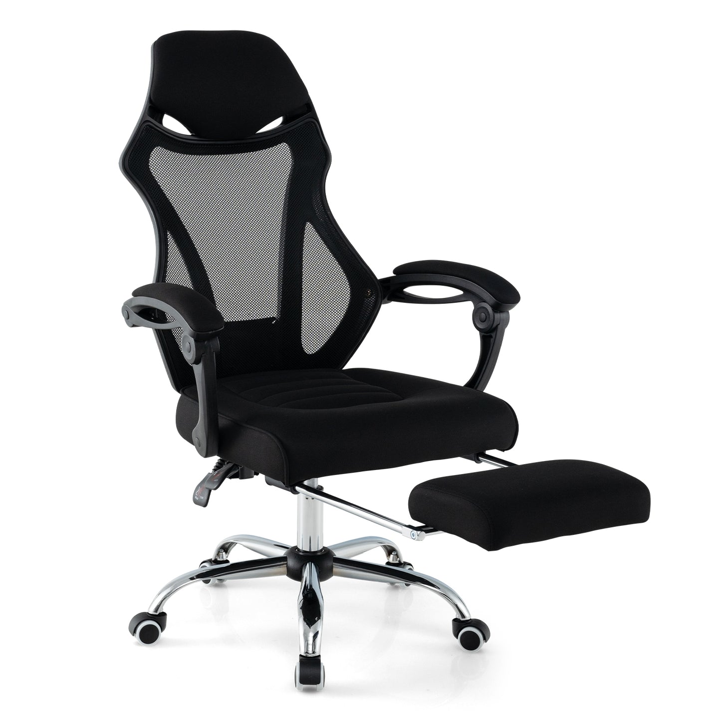 Ergonomic Mesh Office Chair with Footrest and Tilting Backrest, Black Ergonomic Chairs at Gallery Canada