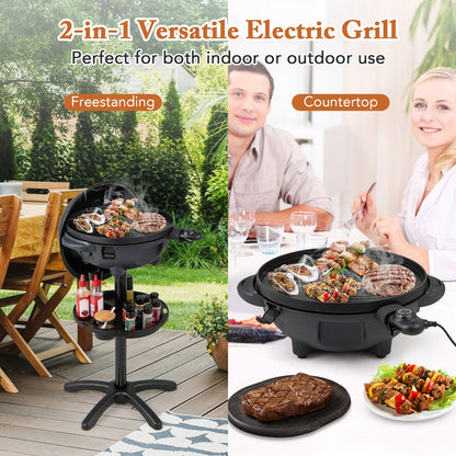 Electric BBQ Grill 1200W Indoor Outdoor Grill with 2-Zone Non-Stick Grilling Plate, Black Outdoor Grills at Gallery Canada