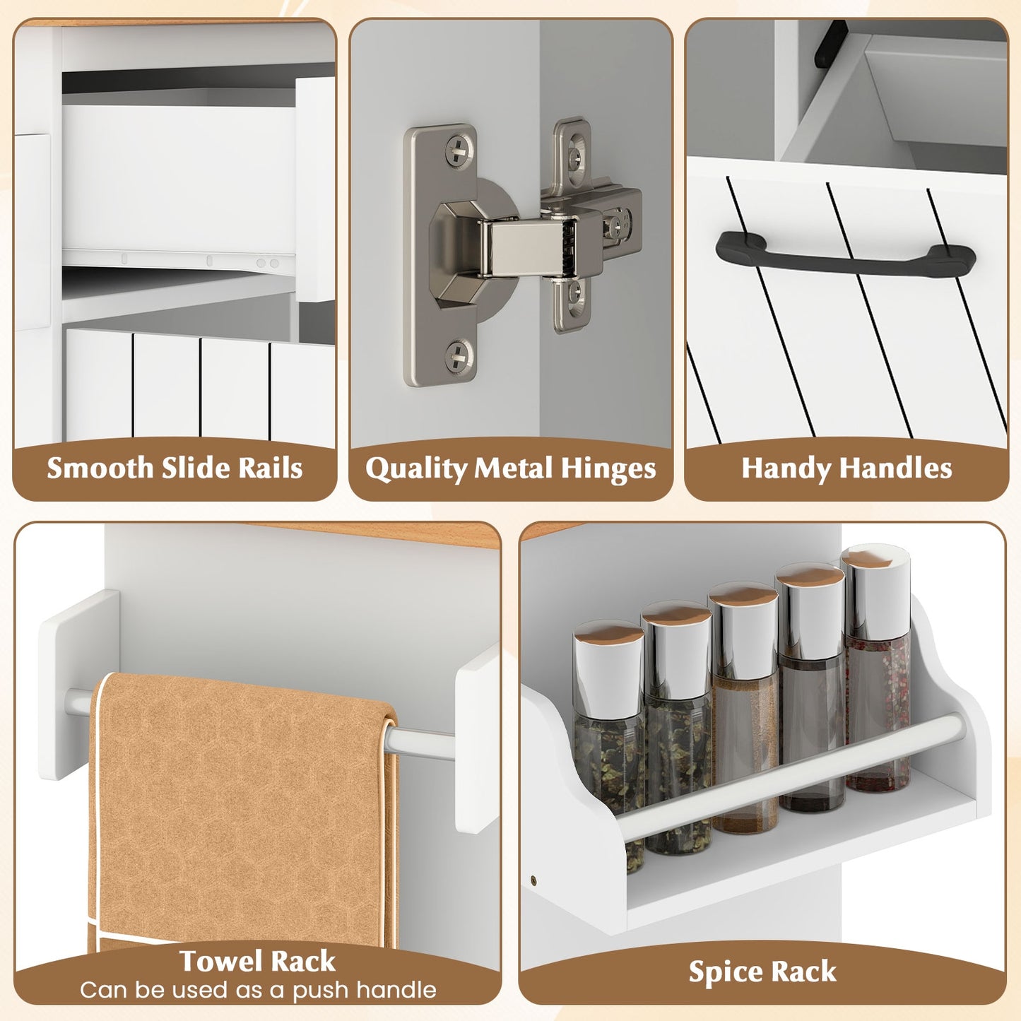 Mobile Kitchen Island Table with Trash Bag Storage for Dining Room, White Kitchen Islands & Carts at Gallery Canada