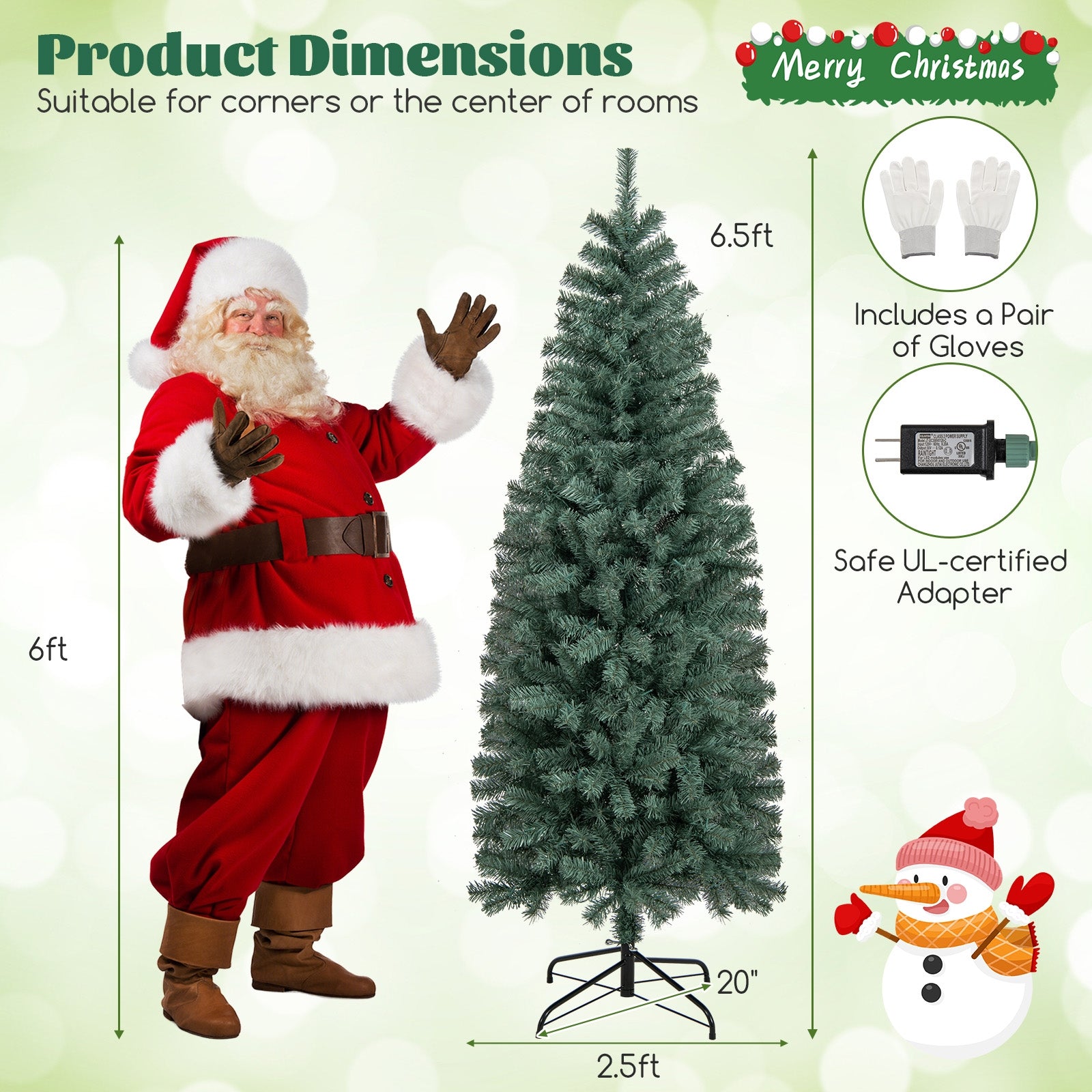 6.5 Feet Pre-Lit Blue Artificial Christmas Tree Slim with 9 Lighting Modes-6.5 ft, Blue Christmas Tree at Gallery Canada