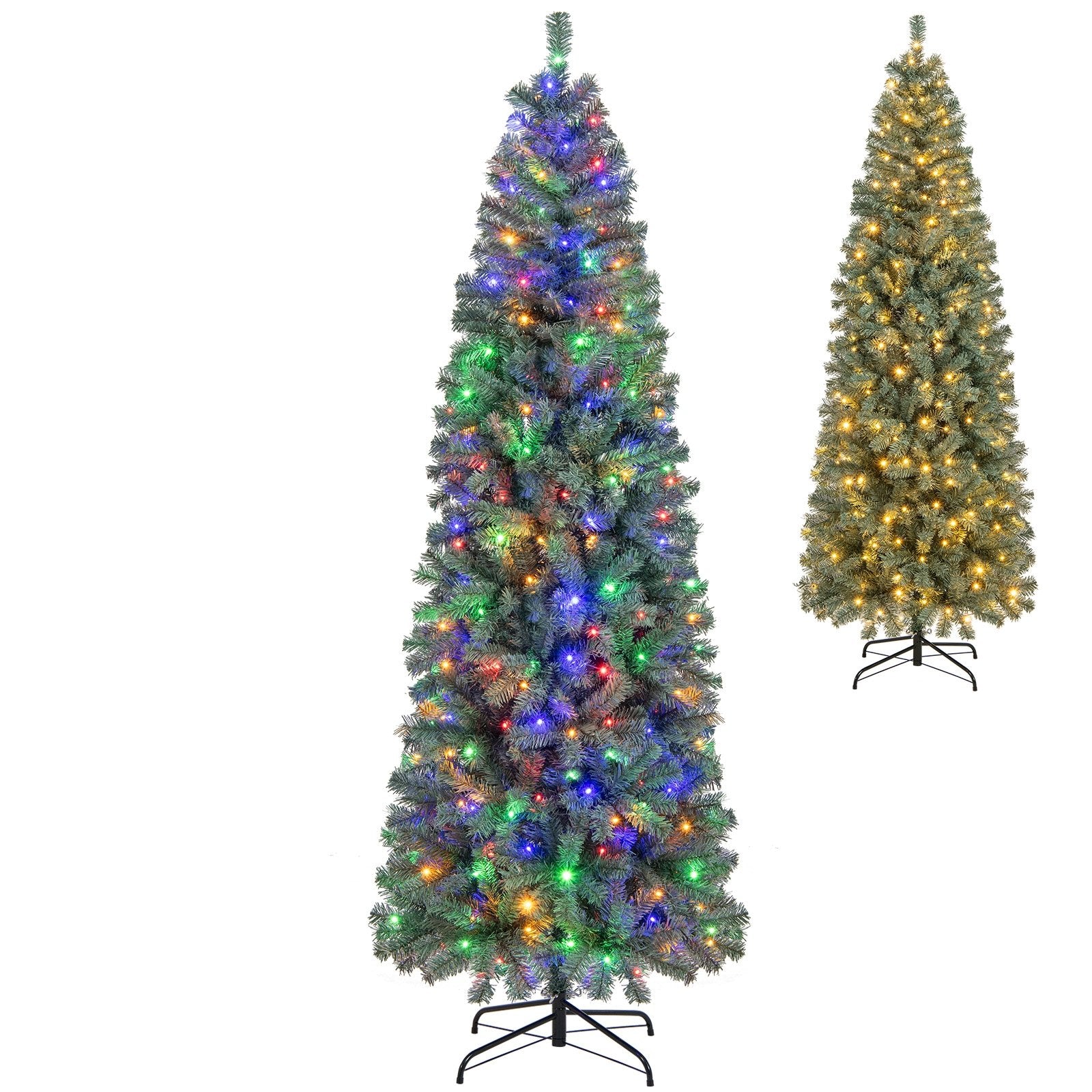 7.5 Feet Pre-Lit Blue Artificial Christmas Tree Slim with 9 Lighting Modes-7.5 ft, Blue Christmas Tree 7.5 Feet - Blue at Gallery Canada