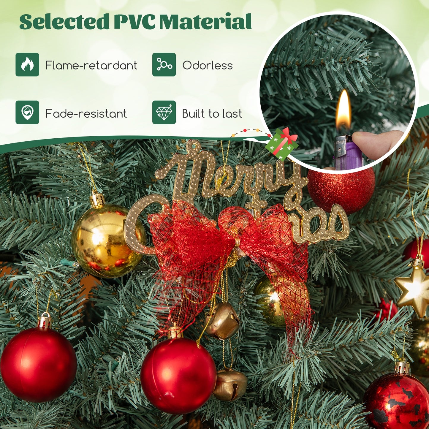 7.5 Feet Pre-Lit Blue Artificial Christmas Tree Slim with 9 Lighting Modes-7.5 ft, Blue Christmas Tree at Gallery Canada