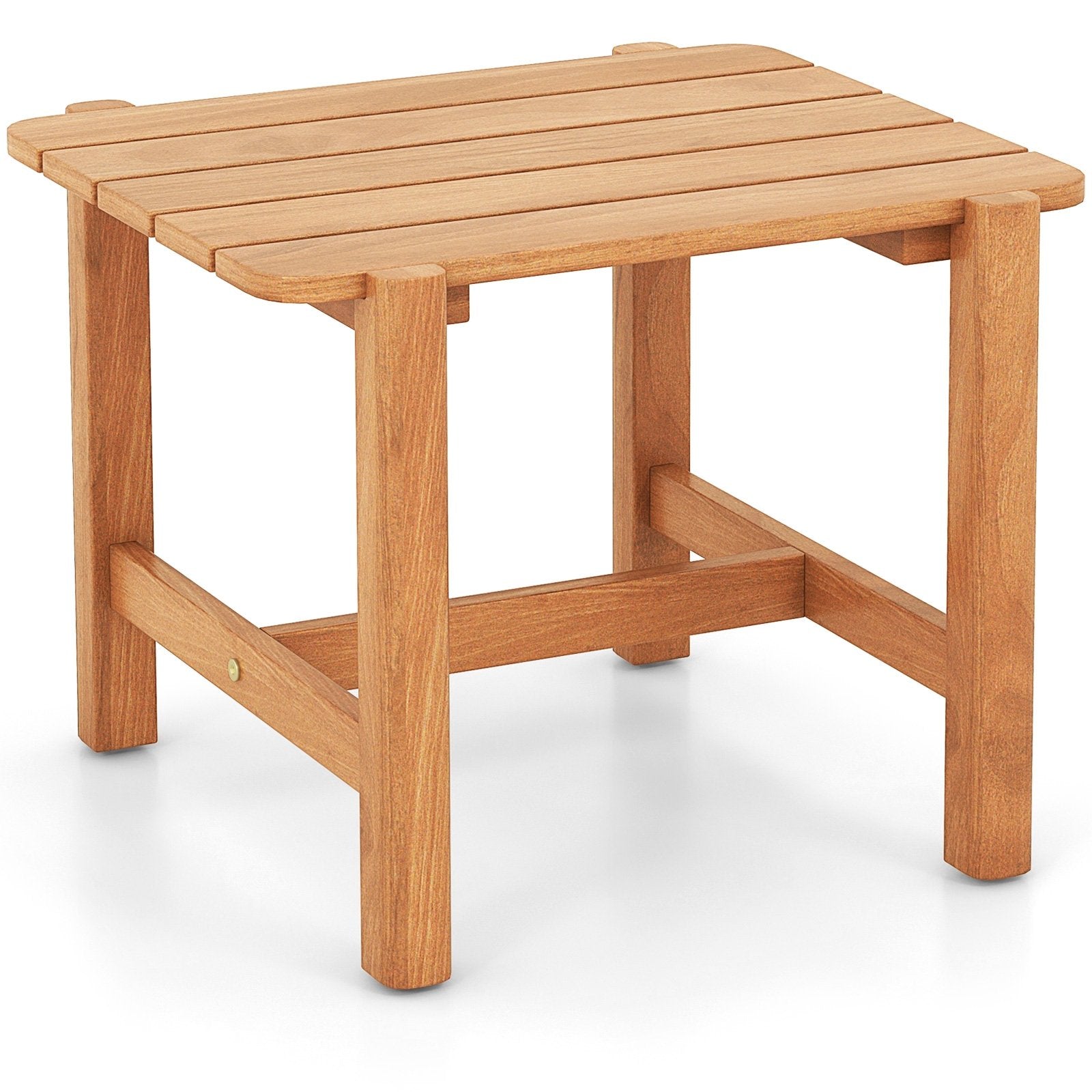 Patio Teak Wood Side Table with Slatted Tabletop for Yard, Natural Patio Coffee Tables at Gallery Canada