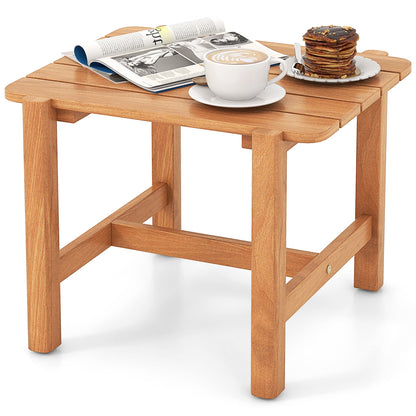 Patio Teak Wood Side Table with Slatted Tabletop for Yard, Natural Patio Coffee Tables at Gallery Canada