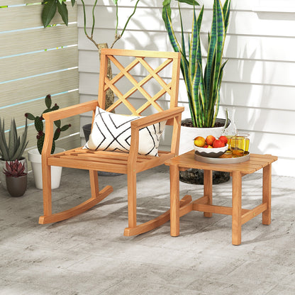 Patio Teak Wood Side Table with Slatted Tabletop for Yard, Natural Patio Coffee Tables at Gallery Canada