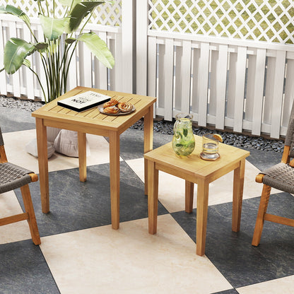 2 Pieces Space Saving Design Teak Wood Outdoor Patio Nesting Table, Natural Patio Coffee Tables at Gallery Canada