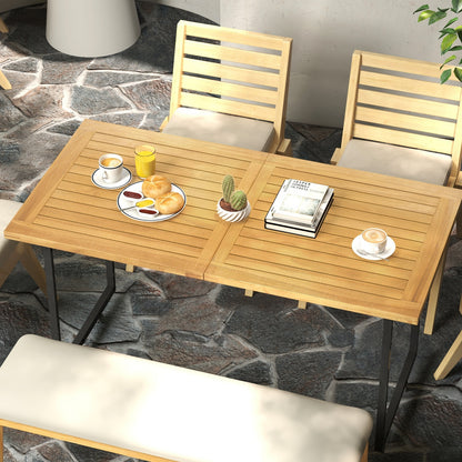Indoor Outdoor Teak Wood Slatted Tabletop Panel Board Split in 2 Square, Natural Patio Dining Tables at Gallery Canada