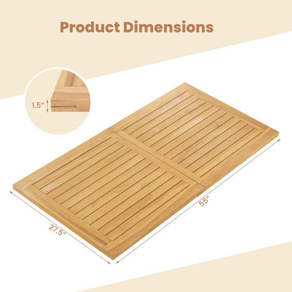 Indoor Outdoor Teak Wood Slatted Tabletop Panel Board Split in 2 Square, Natural Patio Dining Tables at Gallery Canada