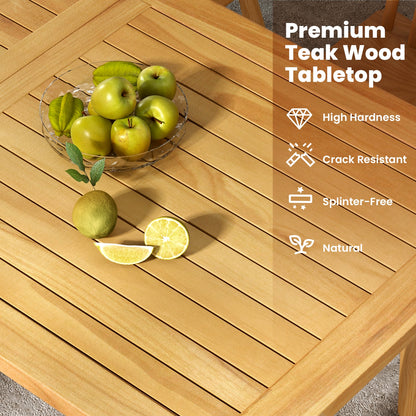 Indoor Outdoor Teak Wood Slatted Tabletop Panel Board Split in 2 Square, Natural Patio Dining Tables at Gallery Canada
