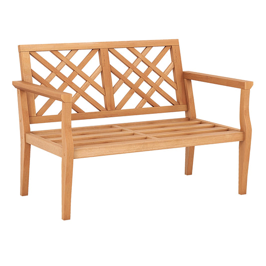 Outdoor Garden Bench, 2-Person Teak Wood, Natural Outdoor Benches Natural at Gallery Canada
