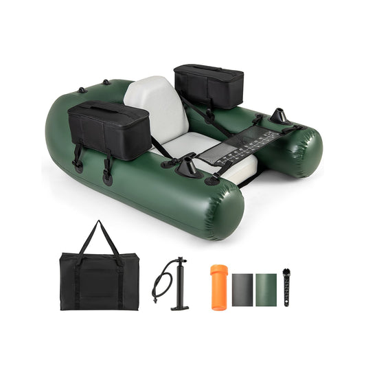 Inflatable Fishing Float Tube, With Fish Ruler And Angling Base, Camouflage