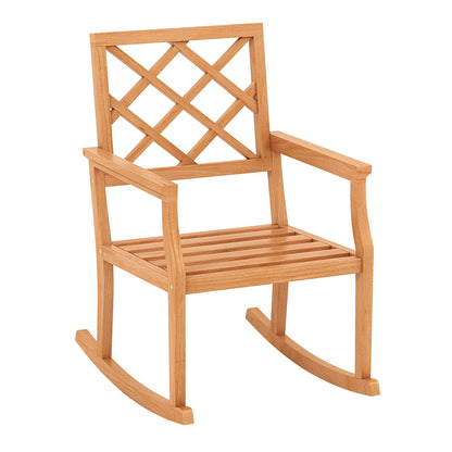 Teak Wood Rocking Chair Oversized Porch Rocker with Backrest and Slatted Seat, Brown Patio Rocking Chairs & Gliders at Gallery Canada