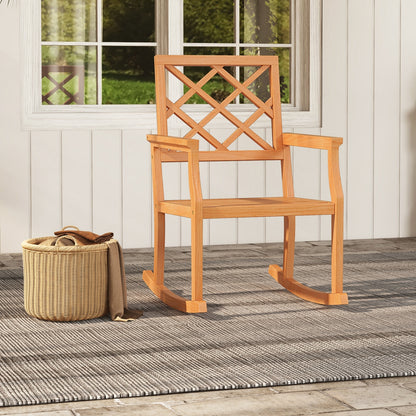 Teak Wood Rocking Chair, Oversized Porch Rocker, Brown Patio Rocking Chairs & Gliders at Gallery Canada