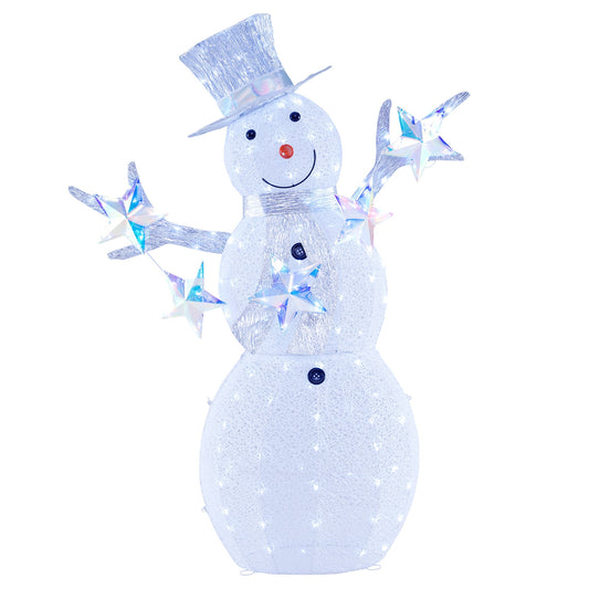 5 ft Pre-Lit Christmas Snowman With Stars, White Christmas Decor & Accessories White at Gallery Canada