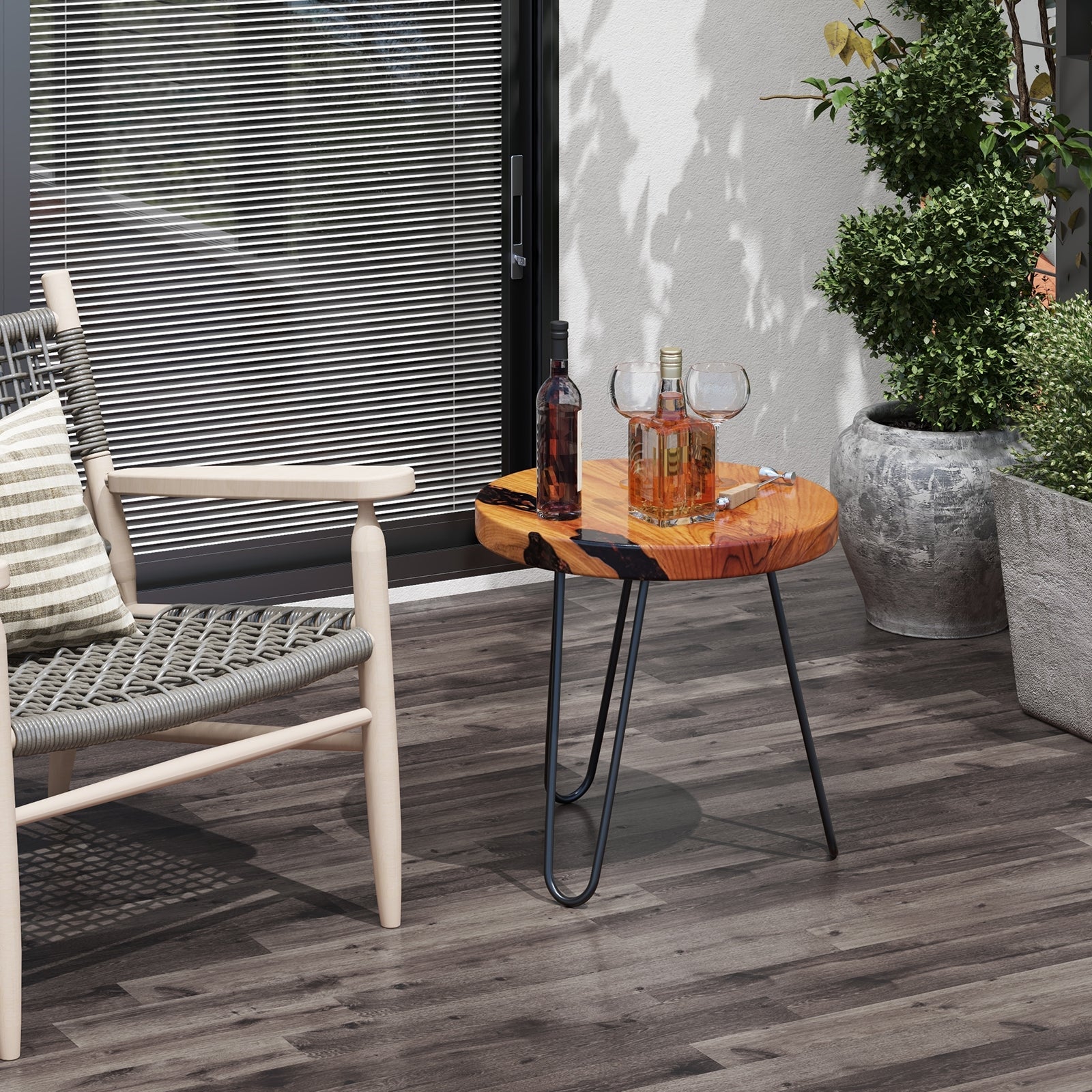 Rustic Round Solid Teak Wood Live Edge Outdoor Side End Table for Patio, Brown End & Side Tables at Gallery Canada