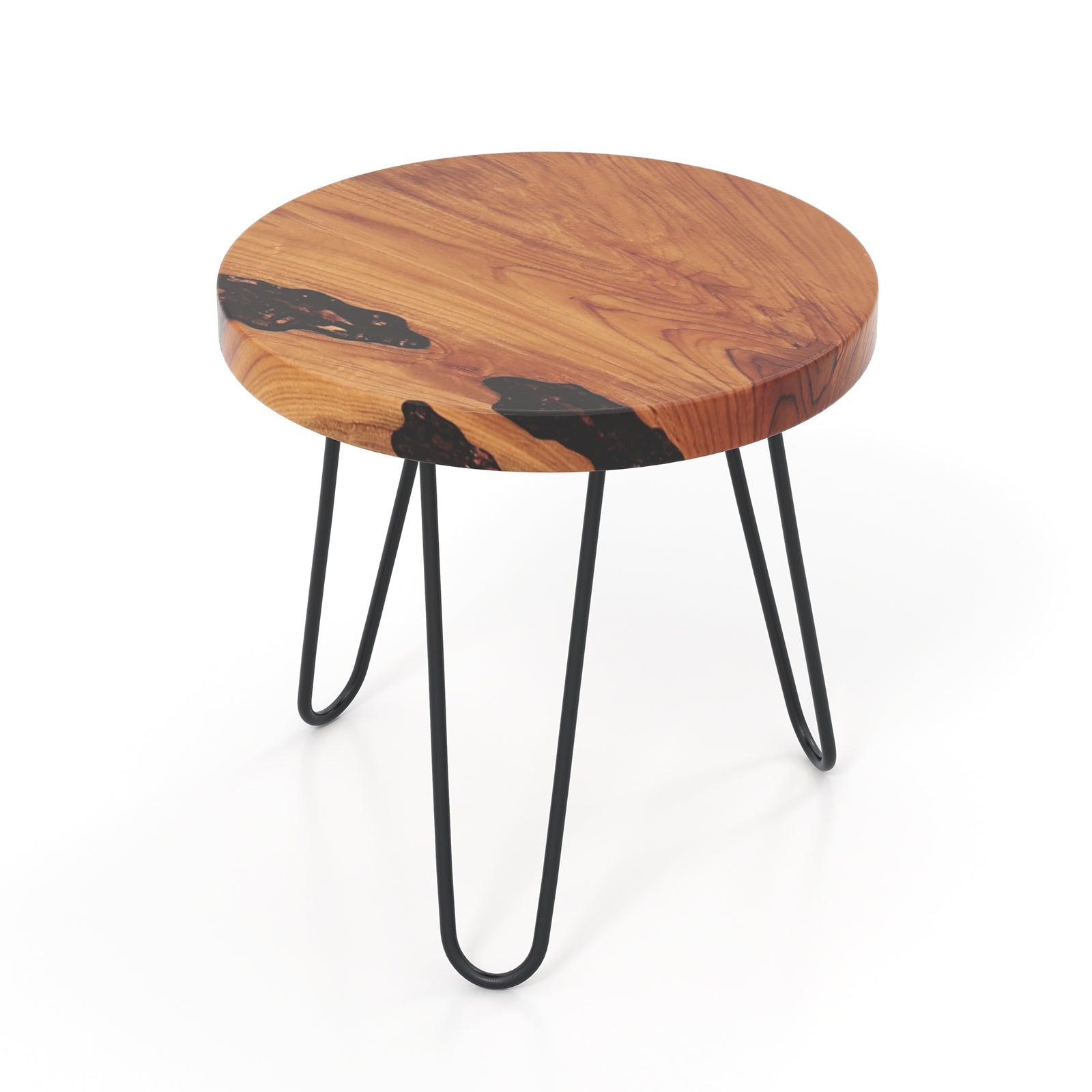 Rustic Round Solid Teak Wood Live Edge Outdoor Side End Table for Patio, Brown End & Side Tables at Gallery Canada