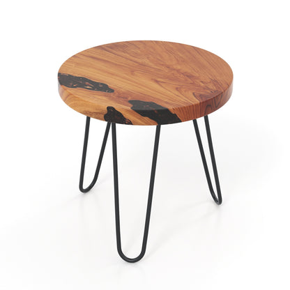 Rustic Round Solid Teak Wood Live Edge Outdoor Side End Table for Patio, Brown End & Side Tables at Gallery Canada