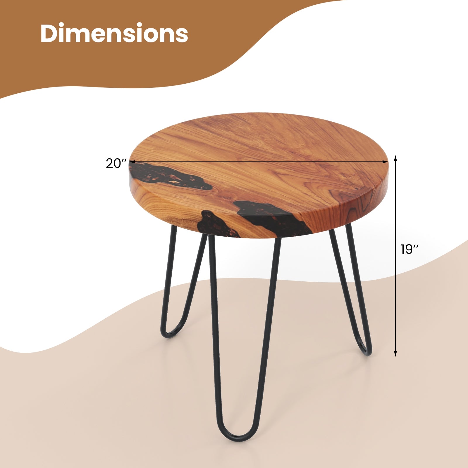Rustic Round Solid Teak Wood Live Edge Outdoor Side End Table for Patio, Brown End & Side Tables at Gallery Canada