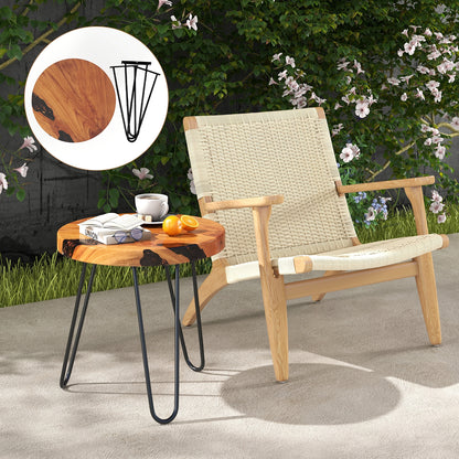 Rustic Round Solid Teak Wood Live Edge Outdoor Side End Table for Patio, Brown End & Side Tables at Gallery Canada