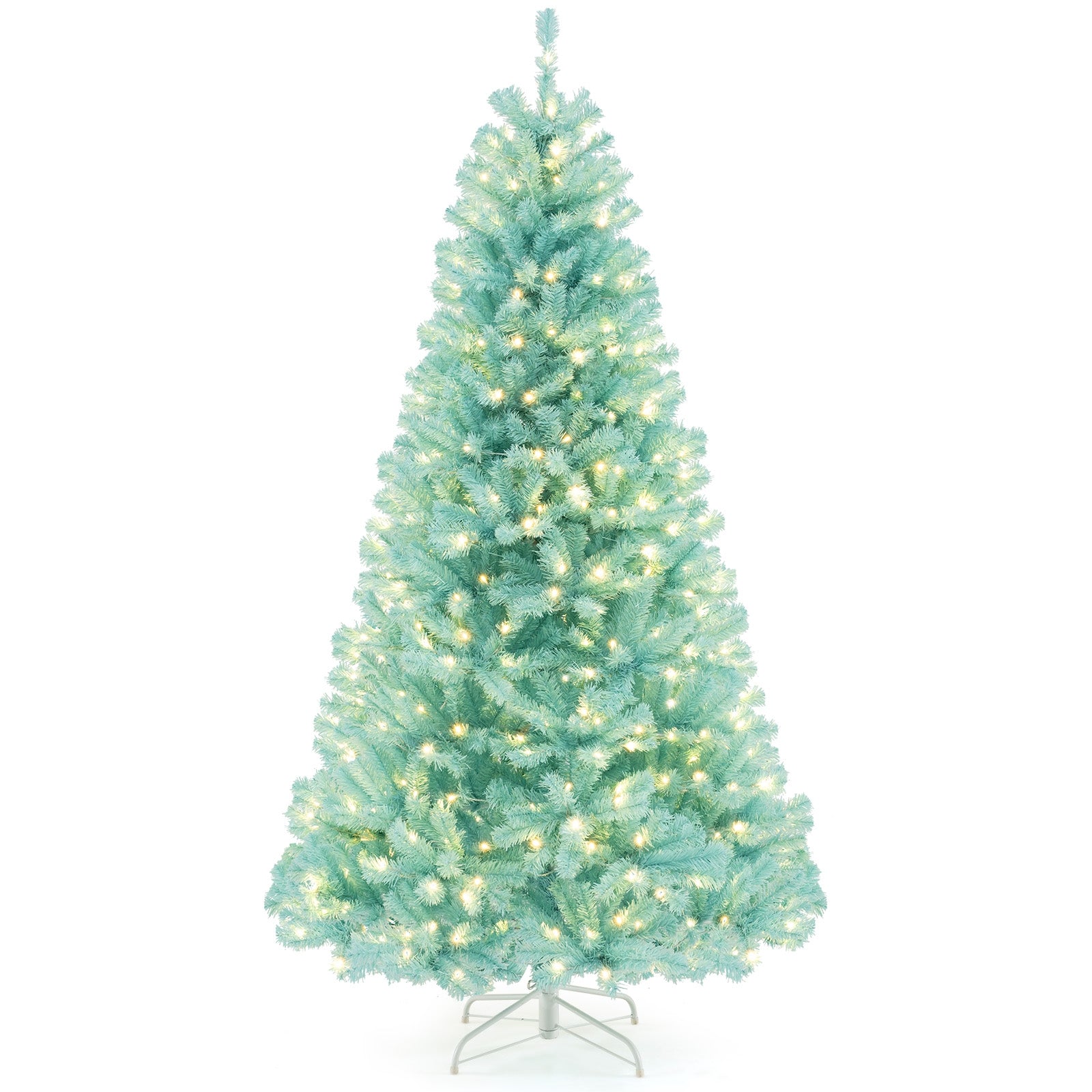 6/7 Ft Artificial Christmas Tree, 280/380 Warm White LED Lights, Foldable Metal Stand, Blue Christmas Tree Blue at Gallery Canada