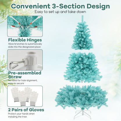 6/7 FT Blue Artificial Christmas Tree with 280/380 Warm White LED Lights and Foldable Metal Stand-7 ft, Blue Christmas Tree at Gallery Canada